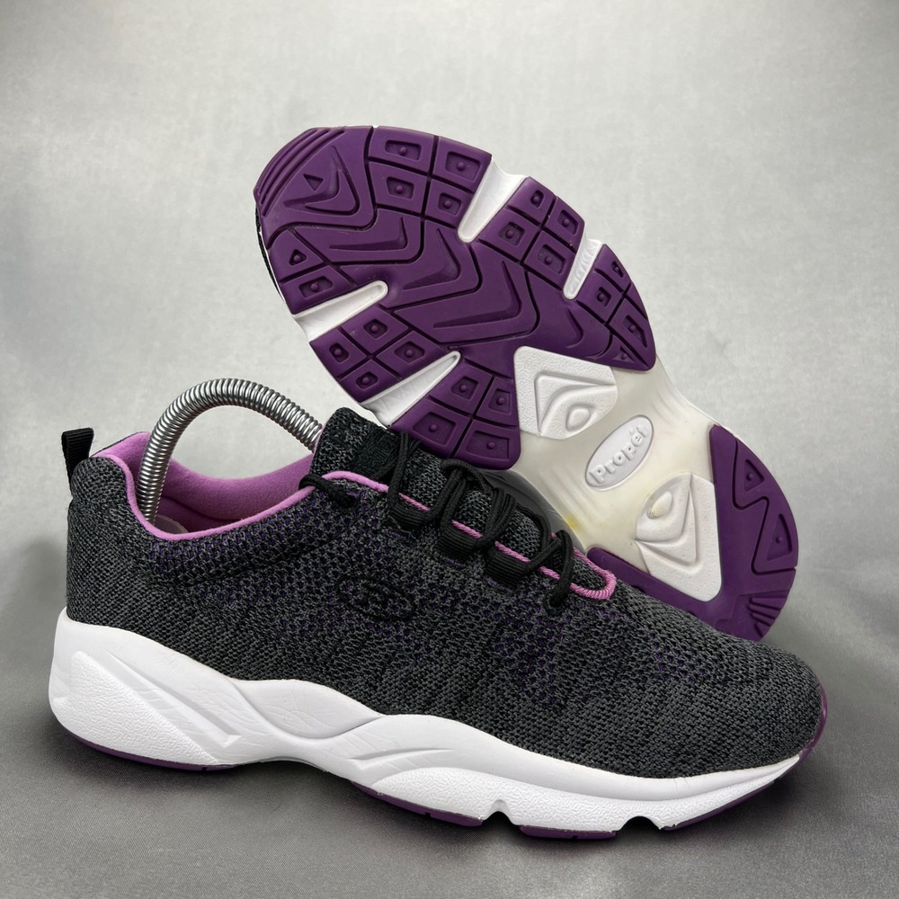 Propet Women's 9 Wide Stability Fly Walking Sneakers Black Berry Purple‎ Shoes
